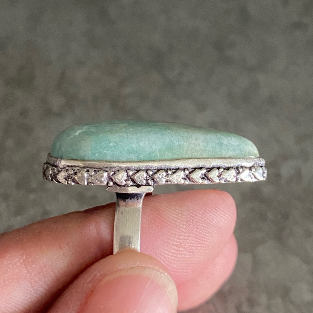 Amazonite Teardrop Silver Ring Nwot - image 3